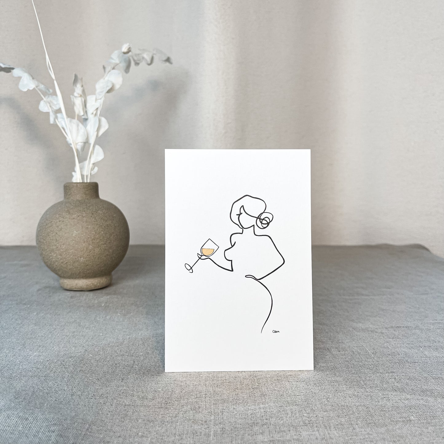 Frauen am Weinen 10er Set Rot und Gold-Set-JUDITH CLARA-10x15 cm Papier 300g (zartweiß)-one-line-art