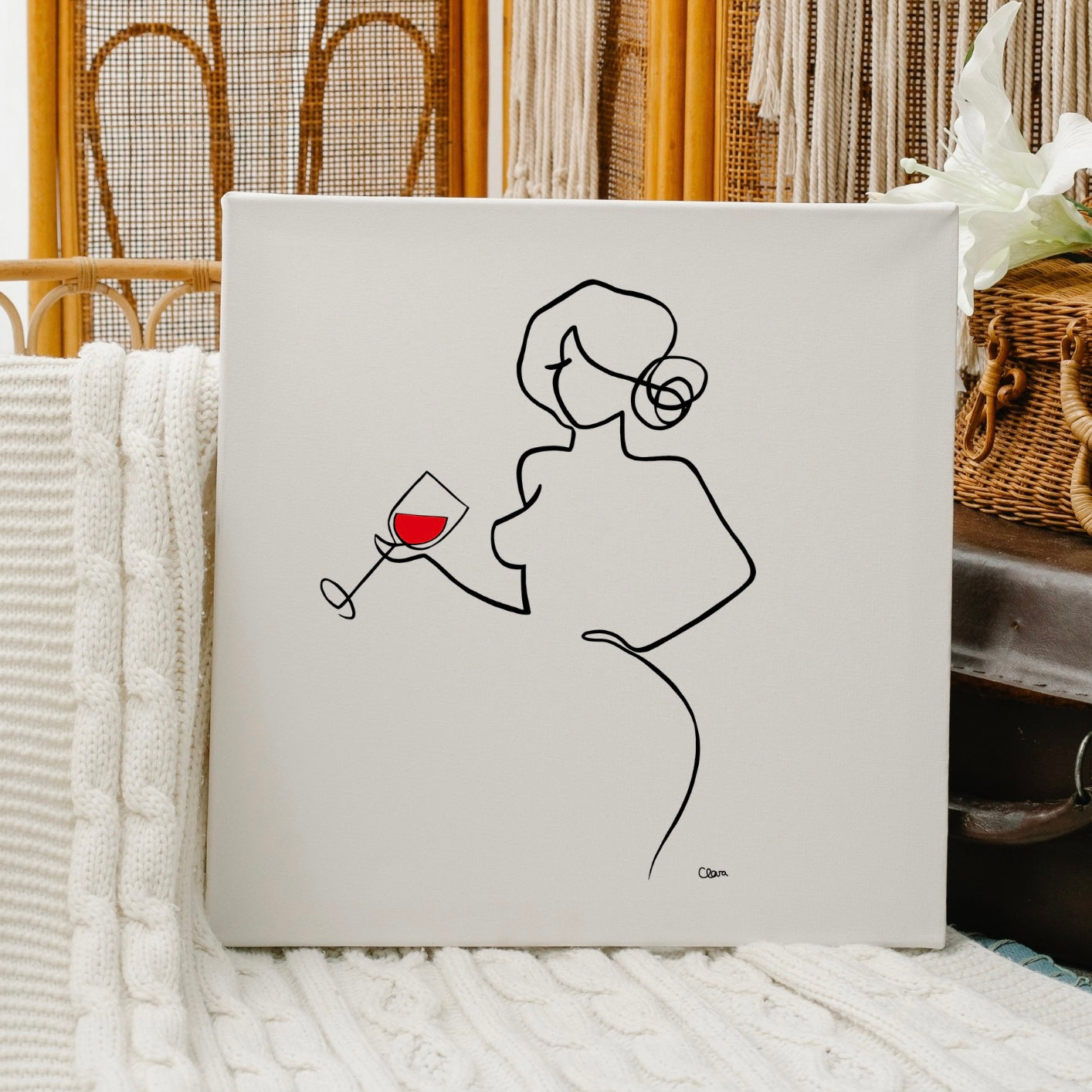 Frauen am Weinen Nr. 6-Kunst-JUDITH CLARA-30x40 cm (zartweiß) Papier 300g-one-line-art