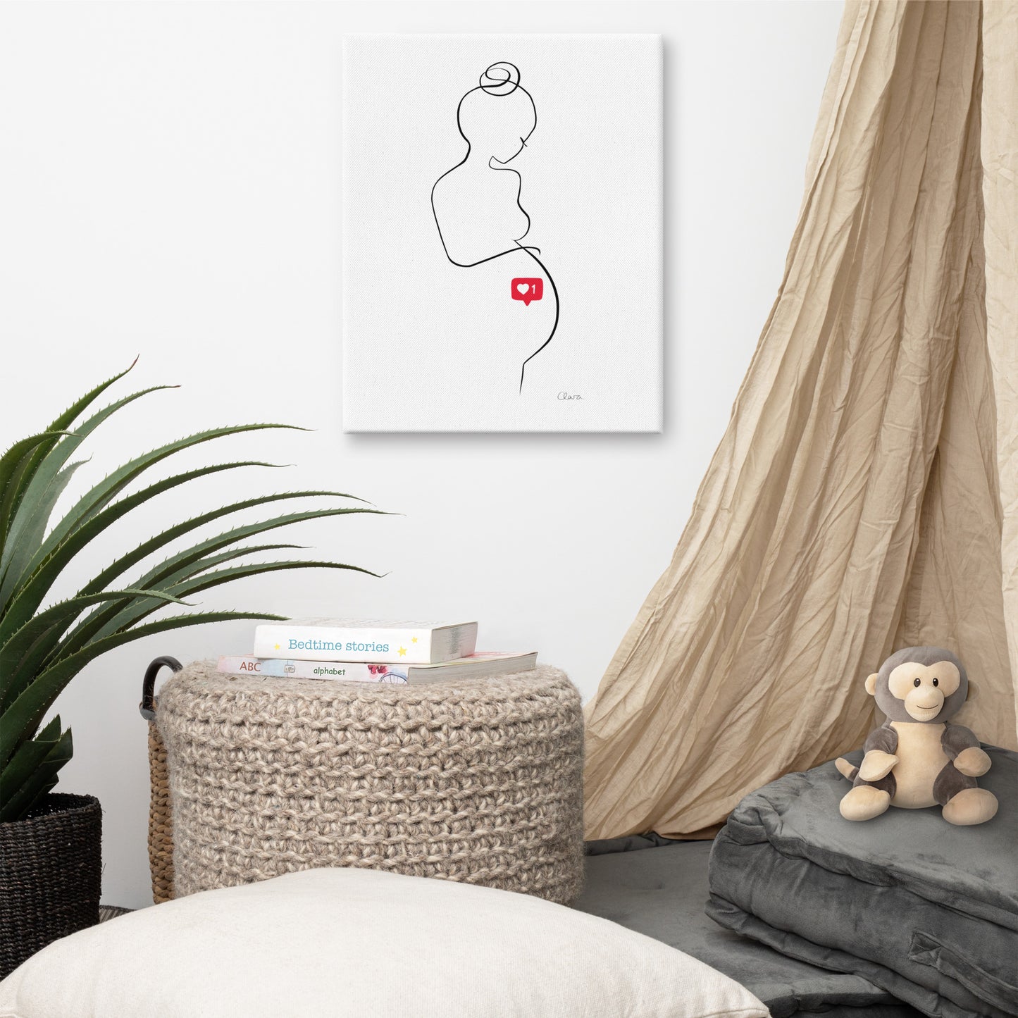 Special Nr. 27 'Herz im Bauch'-JUDITH CLARA-40x50 cm Leinwand-one-line-art