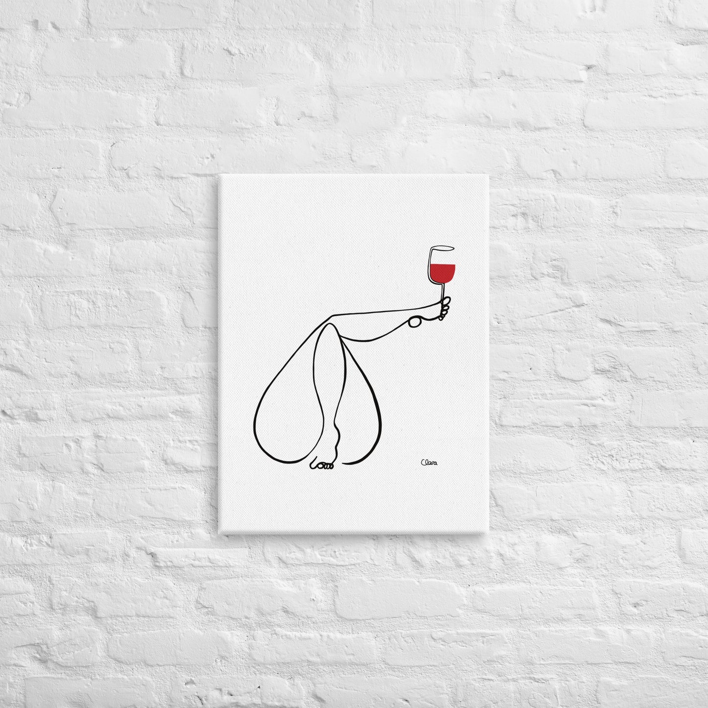 Frauen am Weinen Nr. 9 ROSÉ-Leinwand-JUDITH CLARA-45x60 cm Leinwand-one-line-art