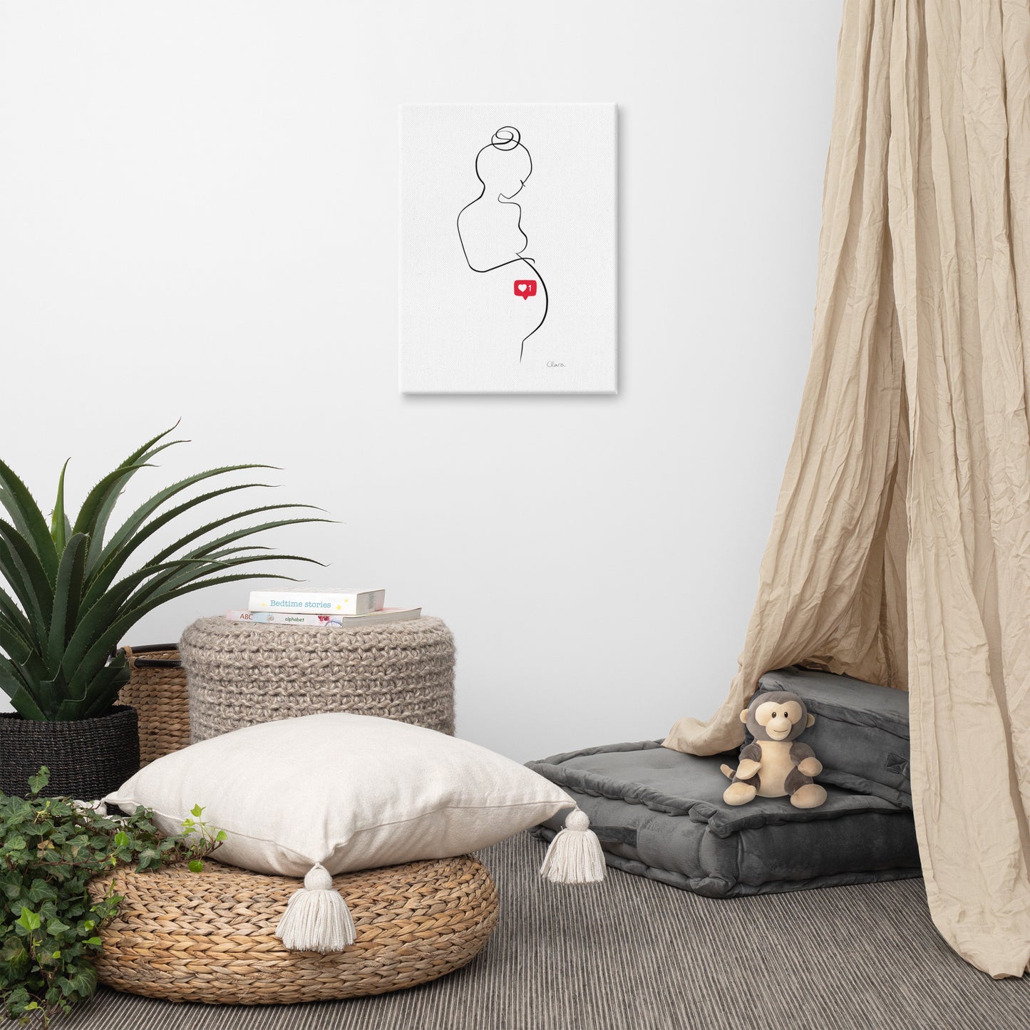 Special Nr. 27 'Herz im Bauch'-JUDITH CLARA-45x60 cm Leinwand-one-line-art