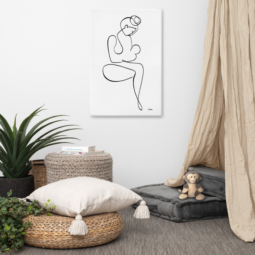 Mutter und Kind Nr. 1-Grußkarte-JUDITH CLARA-60x90 cm Leinwand-one-line-art