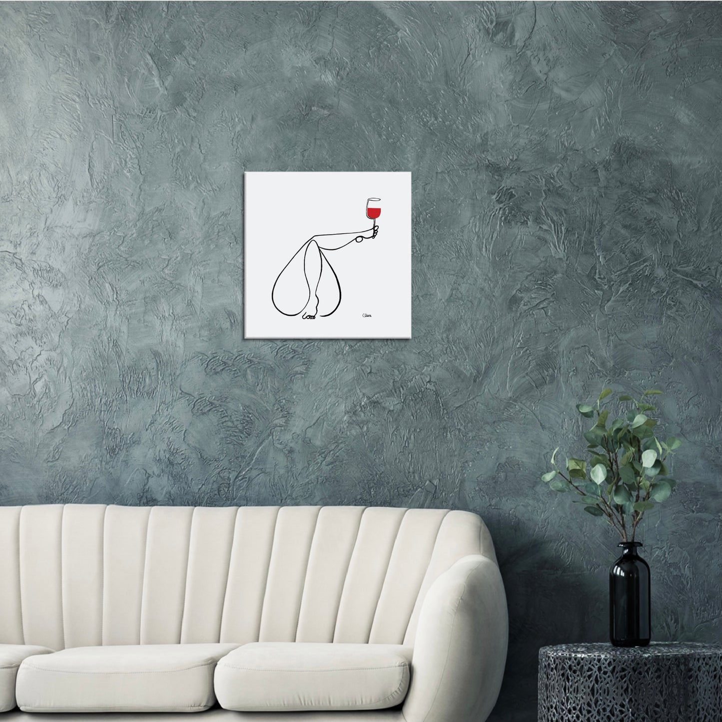 Frauen am Weinen Nr. 9-Kunst-JUDITH CLARA-40x40 cm Leinwand-one-line-art