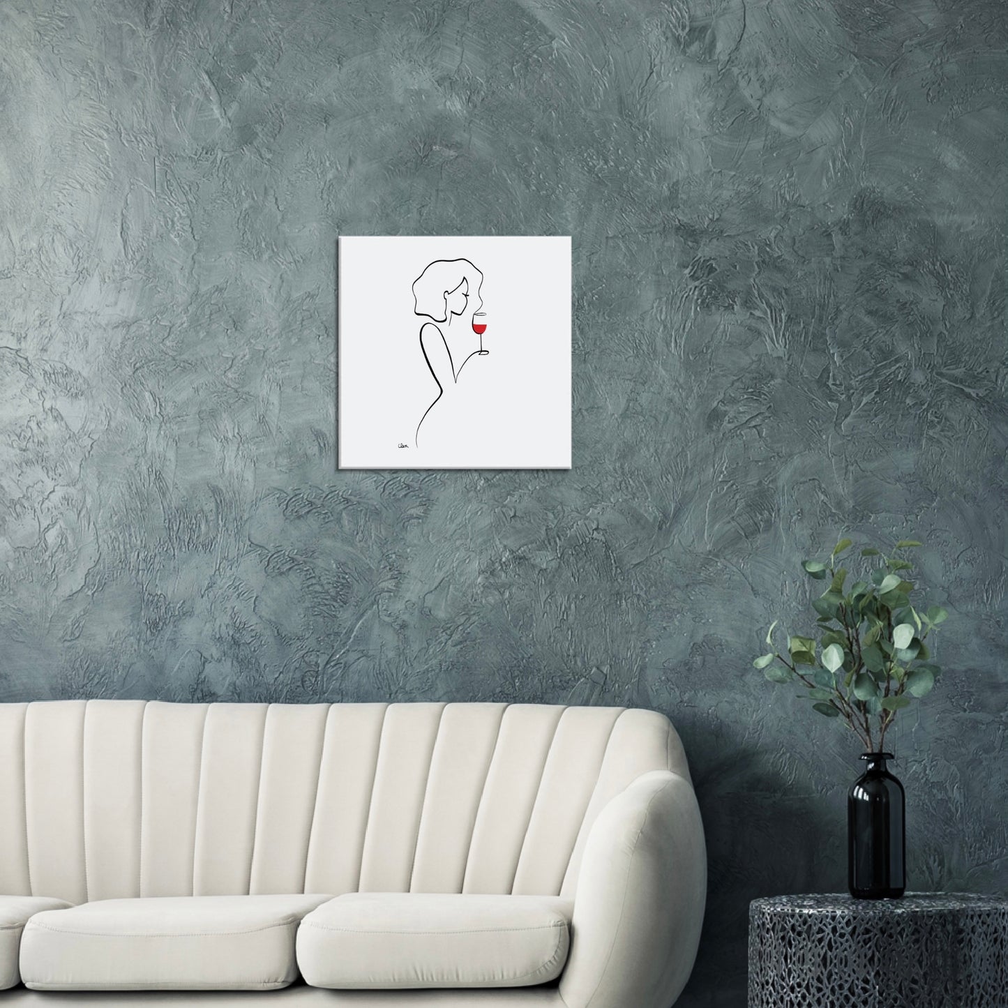 Frauen am Weinen Nr. 10-Kunst-JUDITH CLARA-40x40 cm Leinwand-one-line-art