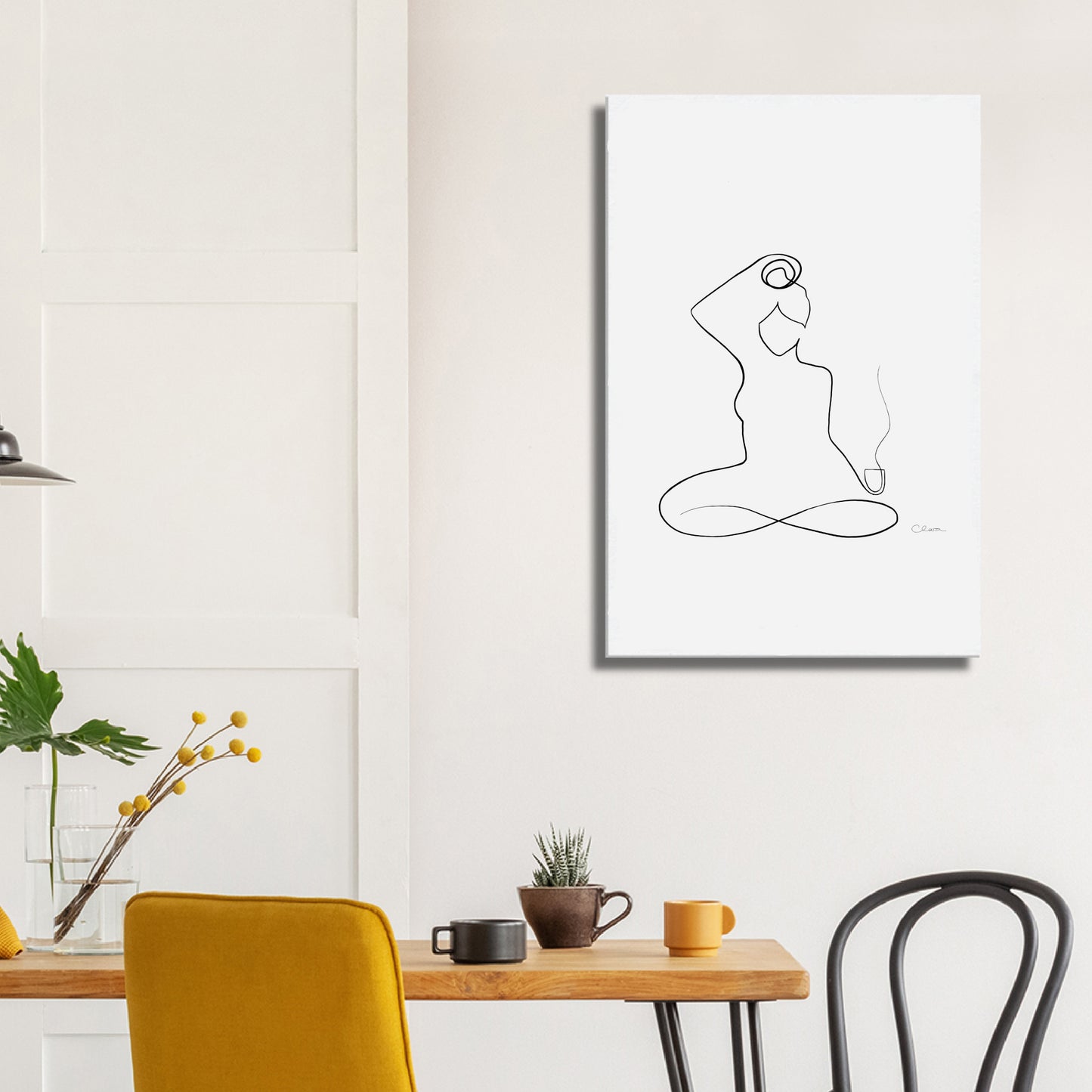 Kaffee oder Tee? Nr. 3-JUDITH CLARA-60x90 cm Leinwand-one-line-art