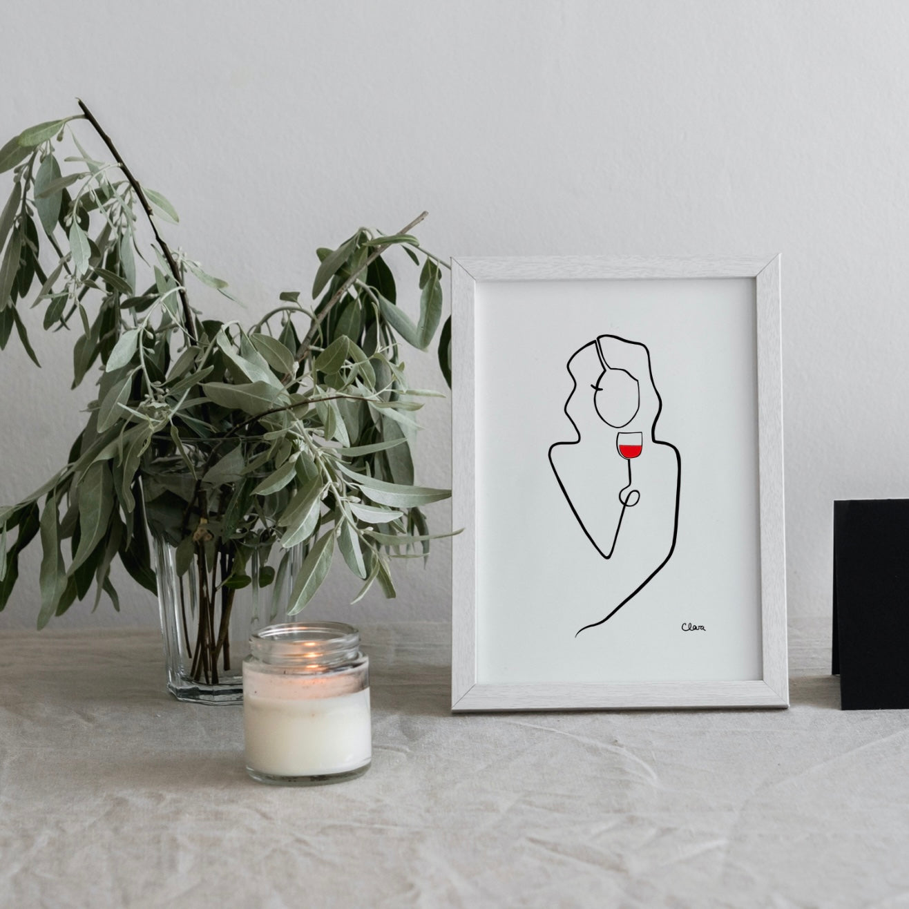 Frauen am Weinen Nr. 1-Kunst-JUDITH CLARA-30x40 cm (zartweiß) Papier 300g-one-line-art