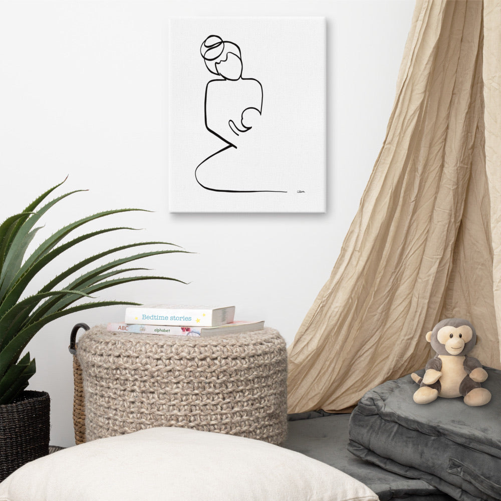 Mutter und Kind Nr. 2-Leinwand-JUDITH CLARA-30x40 cm (zartweiß) Papier 300g-one-line-art