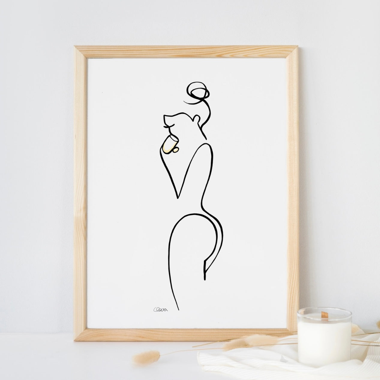 Special Nr. 9 "Café"-Leinwand-JUDITH CLARA-30x40 cm (zartweiß) Papier 300g-one-line-art