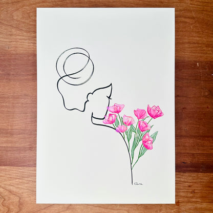 Frauen in der Blüte Nr. 10 - handgezeichnet