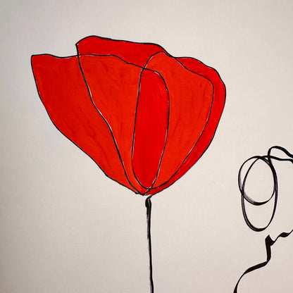 "Die Mohnblume" - handgezeichnete Reproduktion