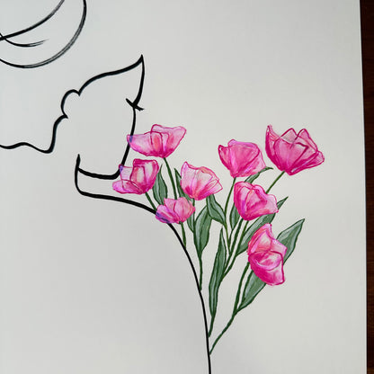 Frauen in der Blüte Nr. 10 - handgezeichnet