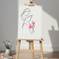 Ein Bild der Künstlerin Judith Clara zeigt eine Frau mit zwei Magnolien Blüten