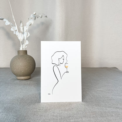 Frauen am Weinen Nr. 10-Kunst-JUDITH CLARA-10x15 cm (zartweiß) Papier 300g-one-line-art