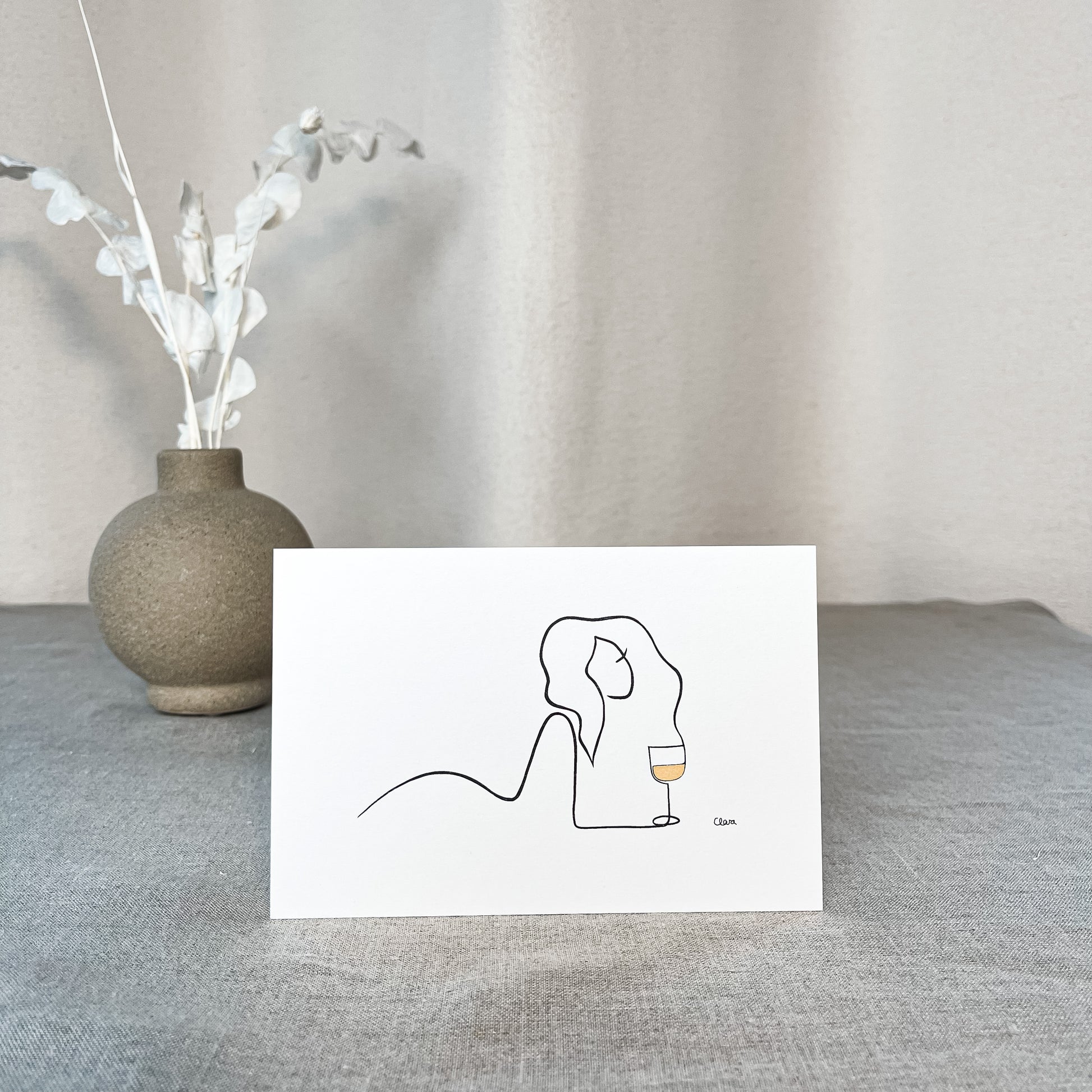 Frauen am Weinen 10er Set Gold-Set-JUDITH CLARA-10x15 cm Papier 300g (zartweiß)-one-line-art