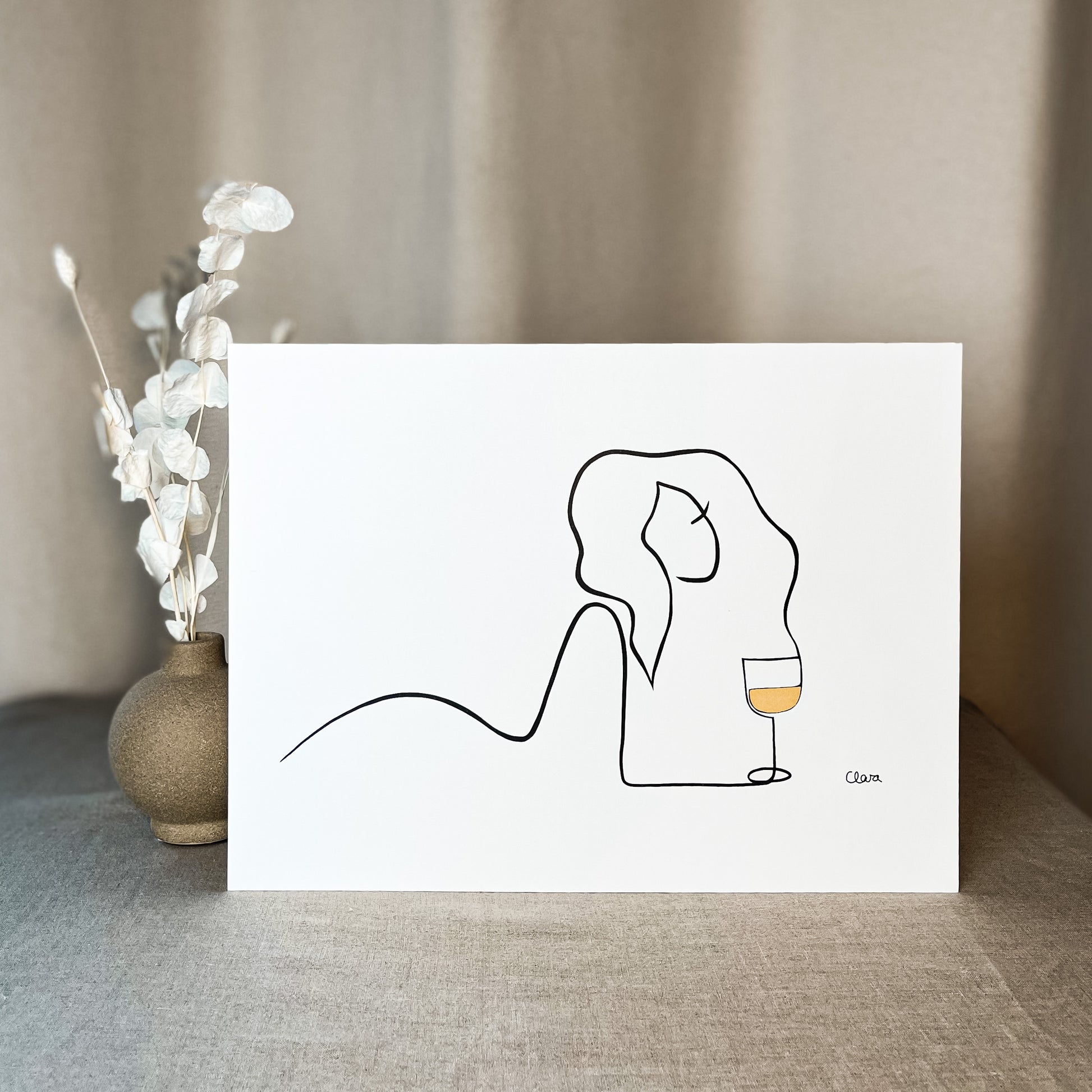 Frauen am Weinen 10er Set Gold-Set-JUDITH CLARA-10x15 cm Papier 300g (zartweiß)-one-line-art