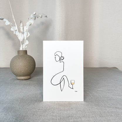 Frauen am Weinen Nr. 3-Kunst-JUDITH CLARA-10x15 cm (zartweiß) Papier 300g-one-line-art