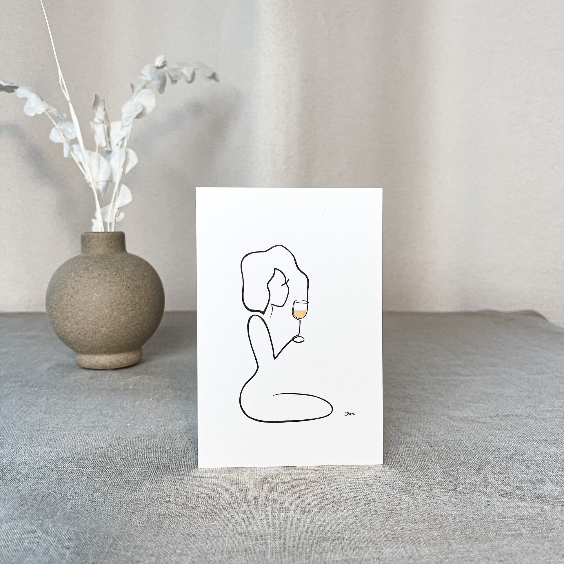 Frauen am Weinen 10er Set Gold-Set-JUDITH CLARA-10x15 cm Papier 300g (zartweiß)-one-line-art