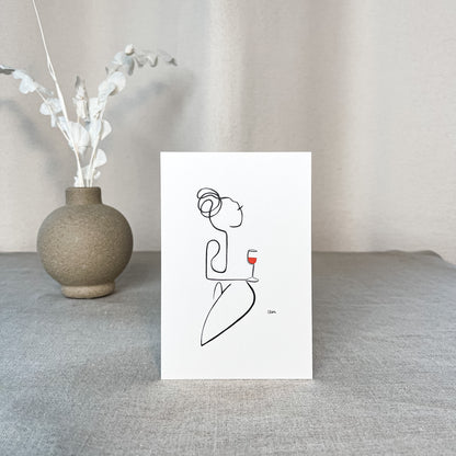 Frauen am Weinen Nr. 5-Kunst-JUDITH CLARA-10x15 cm (zartweiß) Papier 300g-one-line-art
