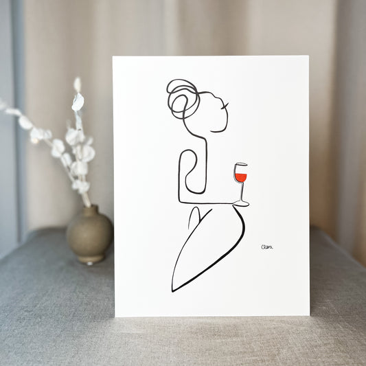Frauen am Weinen Nr. 5-Kunst-JUDITH CLARA-30x40 cm (zartweiß) Papier 300g-one-line-art