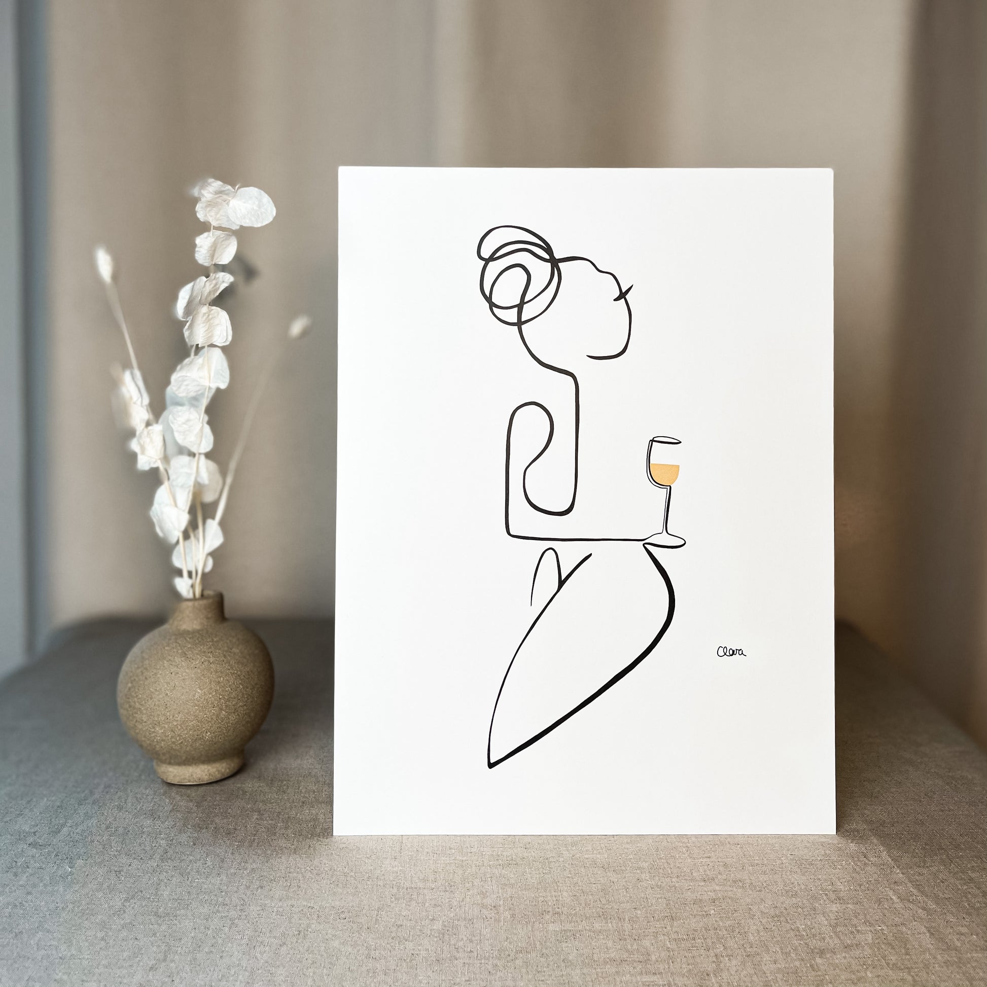 Frauen am Weinen 10er Set Gold-Set-JUDITH CLARA-10x15 cm Papier 300g (zartweiß)-one-line-art