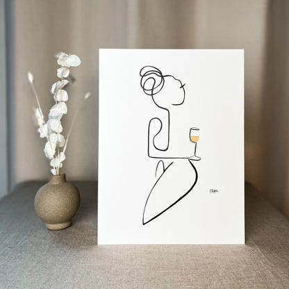 Frauen am Weinen 10er Set Gold-Set-JUDITH CLARA-10x15 cm Papier 300g (zartweiß)-one-line-art