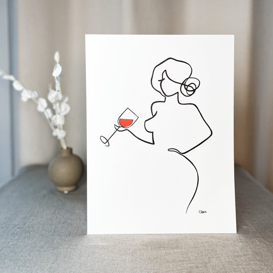 Frauen am Weinen Nr. 6-Kunst-JUDITH CLARA-30x40 cm (zartweiß) Papier 300g-one-line-art