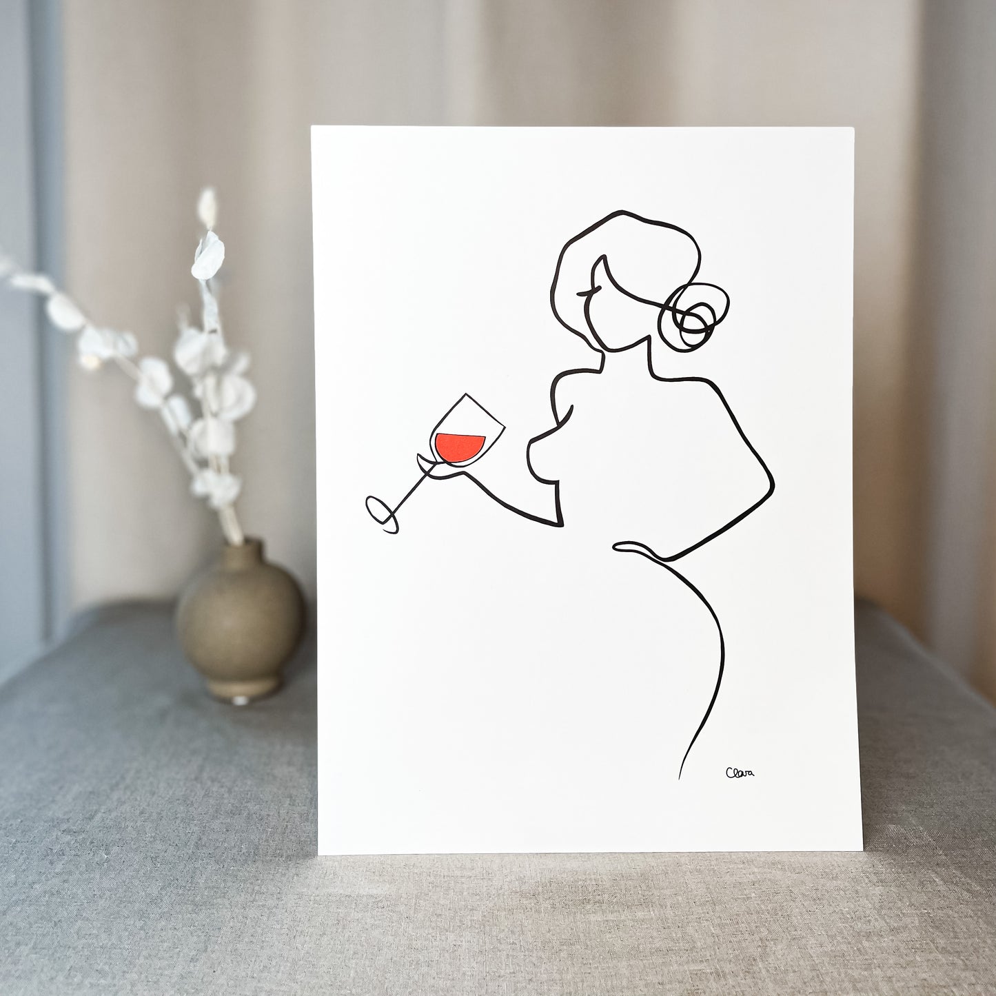 Frauen am Weinen 10er Set Rot-Set-JUDITH CLARA-10x15 cm Papier 300g (zartweiß)-one-line-art