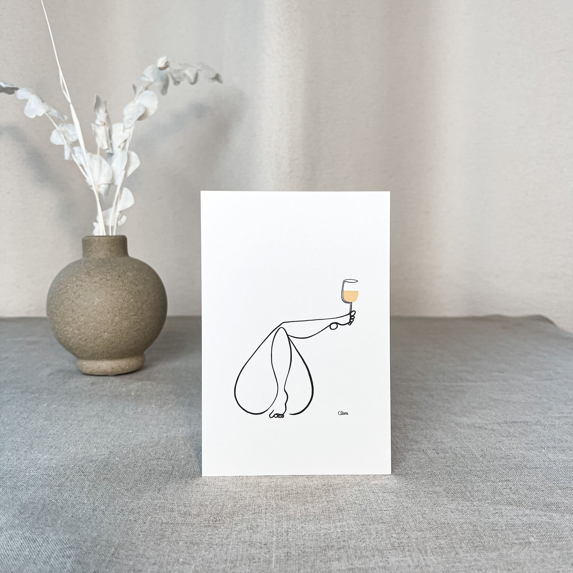 Frauen am Weinen 10er Set Gold-Set-JUDITH CLARA-10x15 cm Papier 300g (zartweiß)-one-line-art