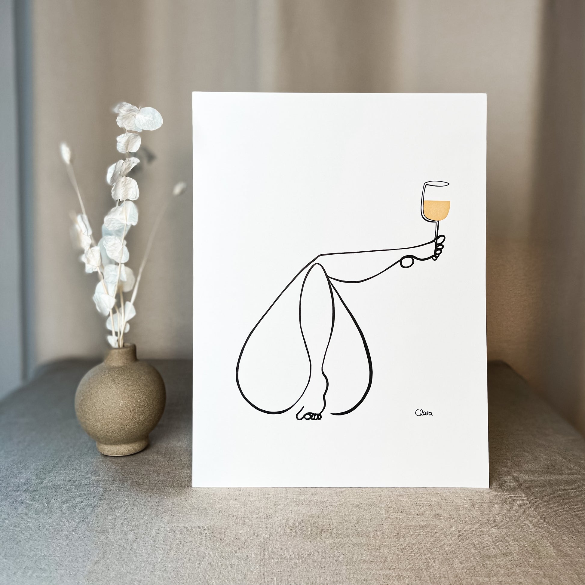 Frauen am Weinen 10er Set Gold-Set-JUDITH CLARA-10x15 cm Papier 300g (zartweiß)-one-line-art