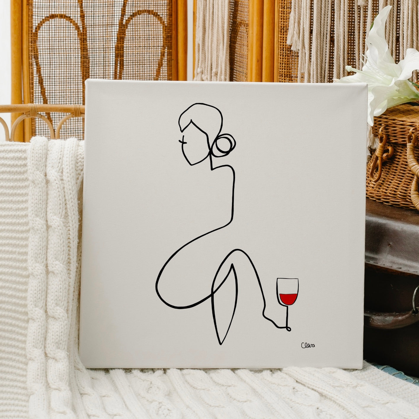Frauen am Weinen Nr. 3-Kunst-JUDITH CLARA-30x40 cm (zartweiß) Papier 300g-one-line-art
