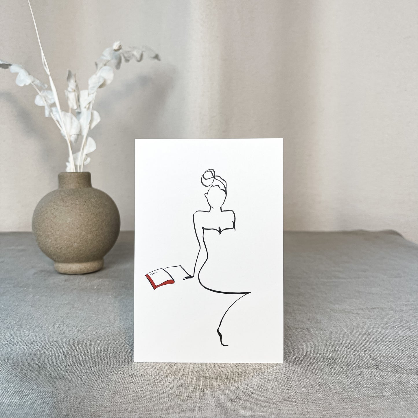 Frauen und Bücher 9er Set | Die gesamte Reihe von Judith Clara-Kunstdruck-JUDITH CLARA-10x15 cm (zartweiß) Papier 300g-one-line-art