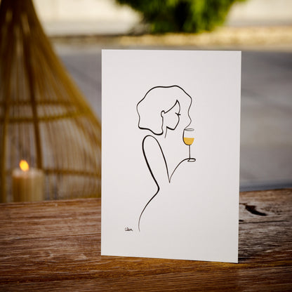 Frauen am Weinen Nr. 10-Kunst-JUDITH CLARA-30x40 cm (zartweiß) Papier 300g-one-line-art