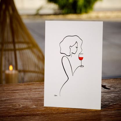 Frauen am Weinen Nr. 10-Kunst-JUDITH CLARA-30x40 cm (zartweiß) Papier 300g-one-line-art