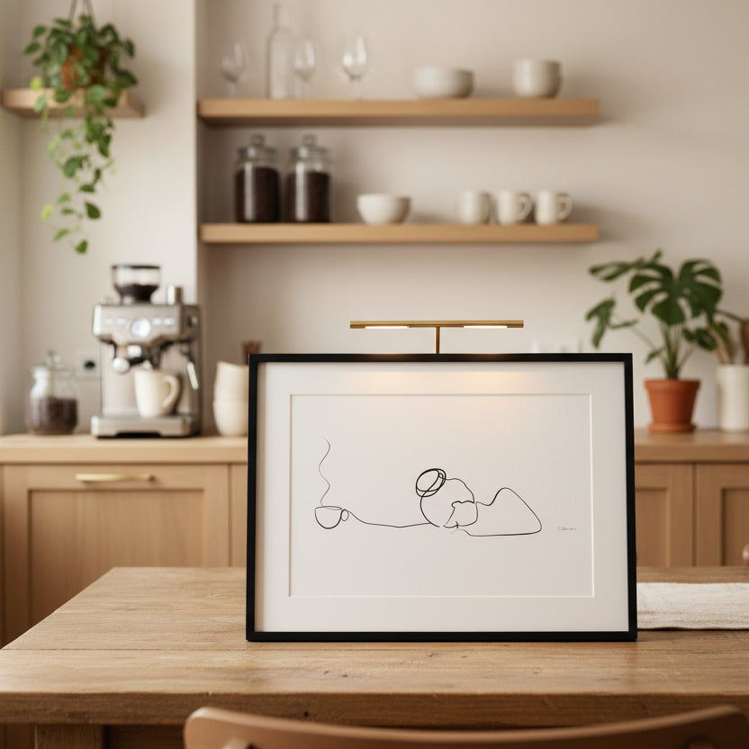 Kaffee oder Tee? Nr. 5-JUDITH CLARA-40x30 cm (zartweiß) Papier 300g-one-line-art