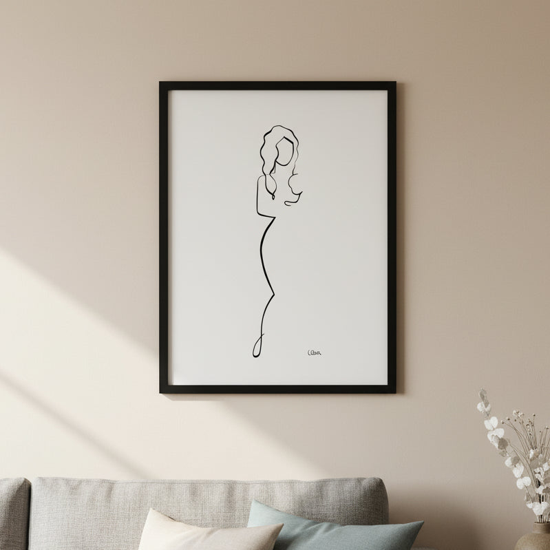 Mutter und Kind Nr. 3-Leinwand-JUDITH CLARA-30x40 cm (zartweiß) Papier 300g-one-line-art