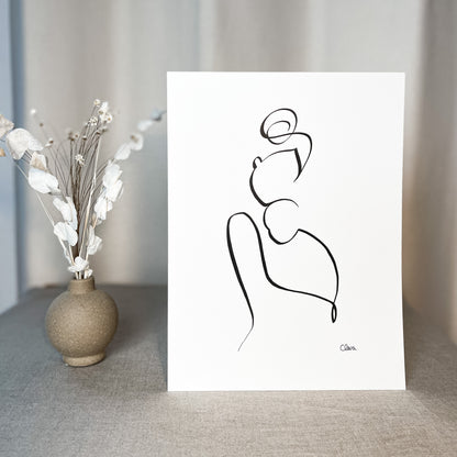 Mutter und Kind 5er Set-Grußkarte-JUDITH CLARA-12x17 cm Grußkarte (zartweiß) Papier 300g-one-line-art
