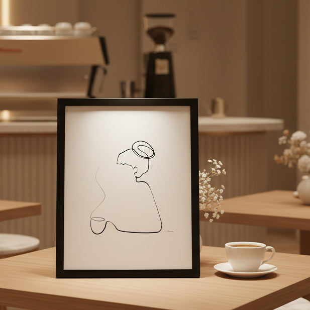 Kaffee oder Tee? Nr. 6-JUDITH CLARA-30x40 cm (zartweiß) Papier 300g-one-line-art