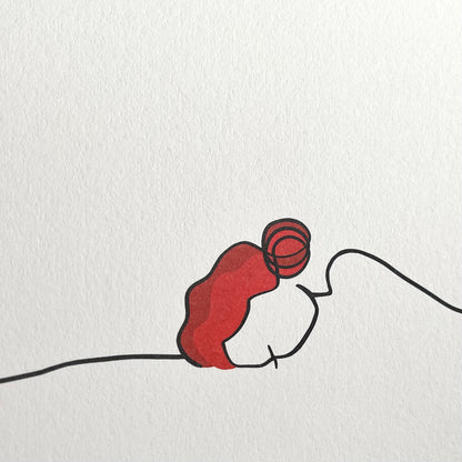 Special Nr. 18 "Schlafende Frau"-Leinwand-JUDITH CLARA-40x30 cm (zartweiß) Papier 300g-one-line-art