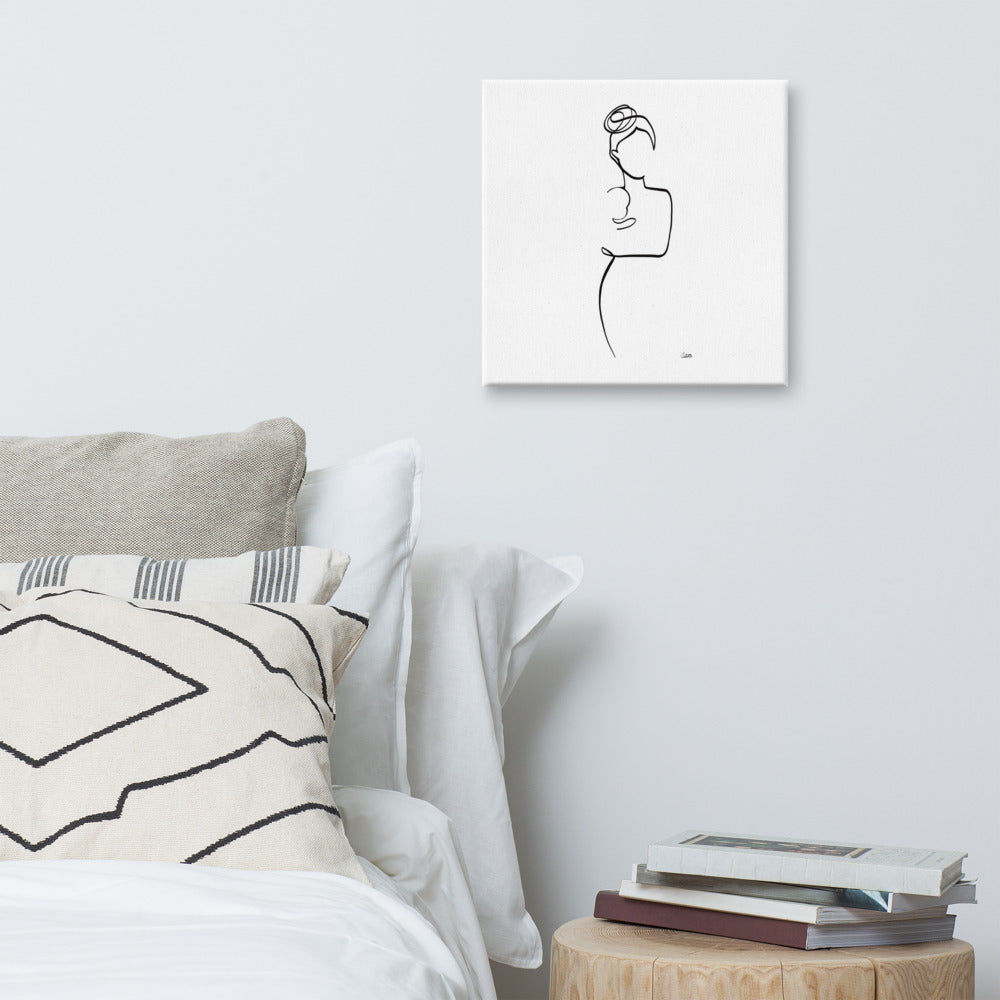Mutter und Kind Nr. 5-Leinwand-JUDITH CLARA-40x40 cm Leinwand-one-line-art