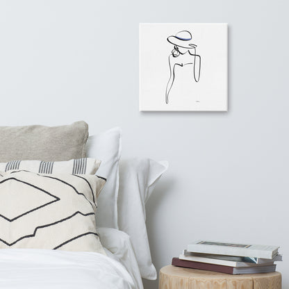 Special Nr. 1 "Frau mit Blau"-Leinwand-JUDITH CLARA-40x40 cm Leinwand-one-line-art