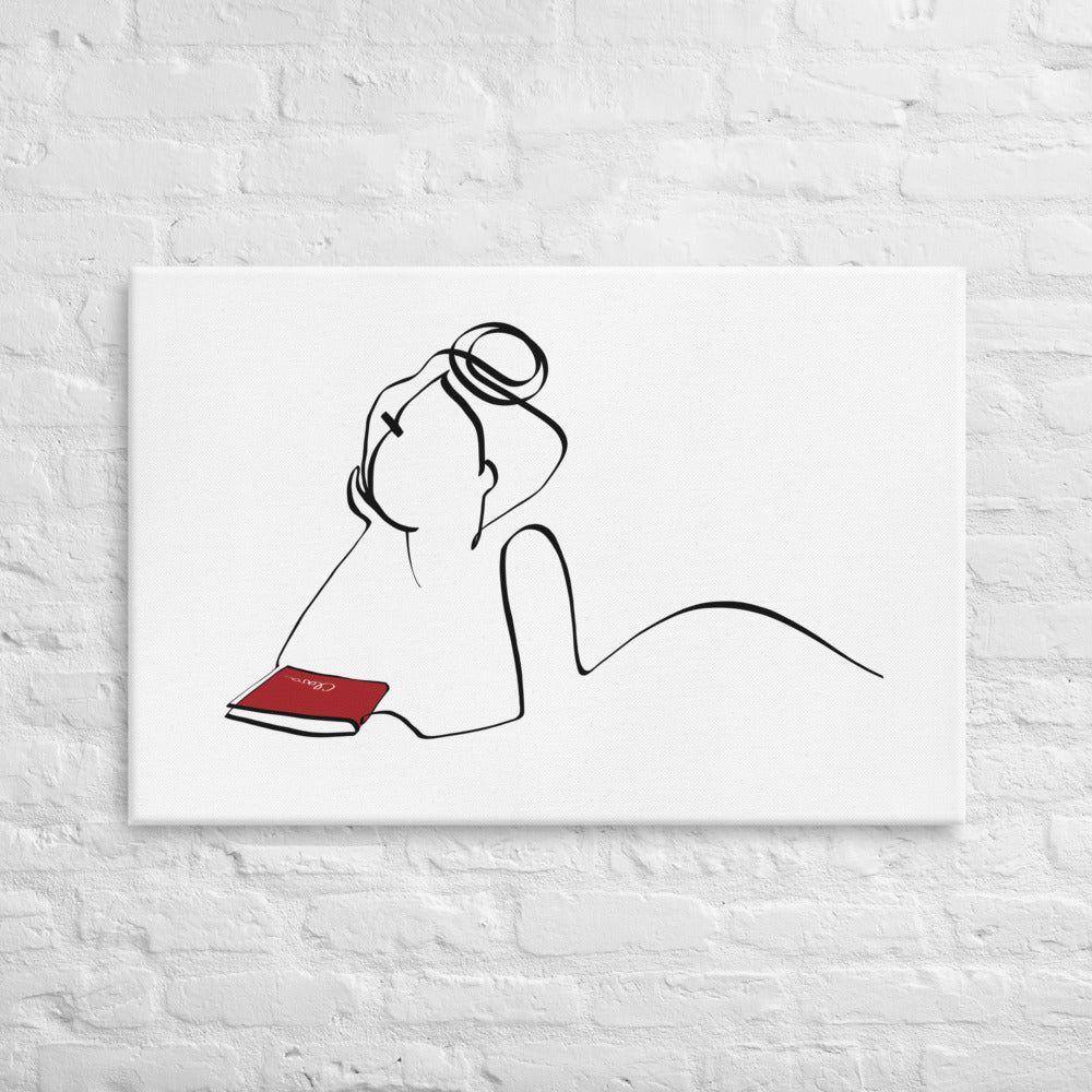 Frauen und Bücher Nr. 2-Kunstdruck-JUDITH CLARA-40x30 cm (zartweiß) Papier 300g-one-line-art
