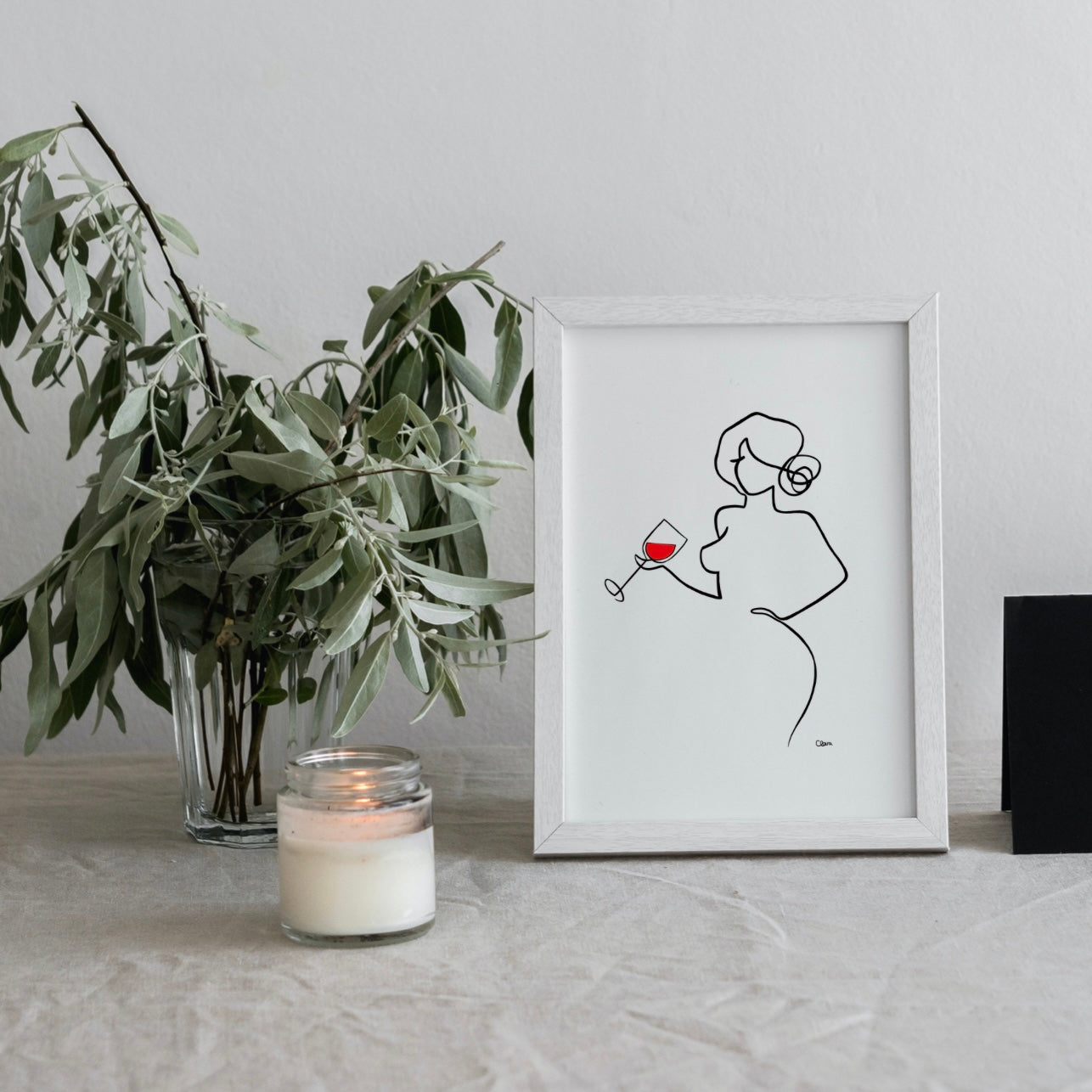 Frauen am Weinen Nr. 6-Kunst-JUDITH CLARA-30x40 cm (zartweiß) Papier 300g-one-line-art