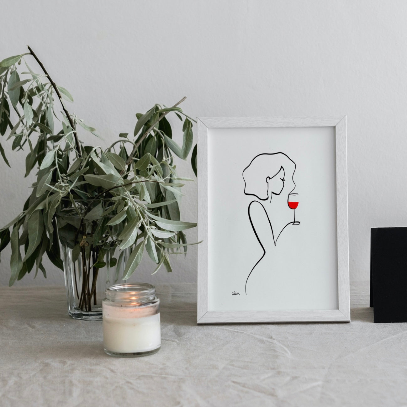 Frauen am Weinen Nr. 10-Kunst-JUDITH CLARA-30x40 cm (zartweiß) Papier 300g-one-line-art