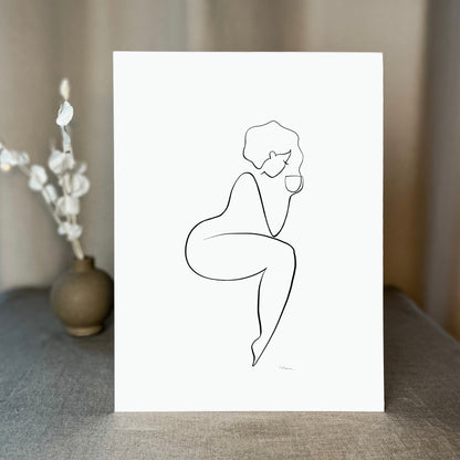 Kaffee oder Tee? Nr. 8-JUDITH CLARA-30x40 cm (zartweiß) Papier 300g-one-line-art