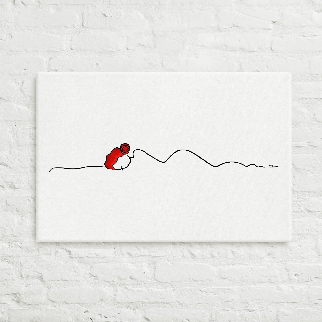 Special Nr. 18 "Schlafende Frau"-Leinwand-JUDITH CLARA-40x30 cm (zartweiß) Papier 300g-one-line-art