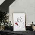 Frauen und Bücher Nr. 1-Kunstdruck-JUDITH CLARA-30x40 cm (zartweiß) Papier 300g-one-line-art