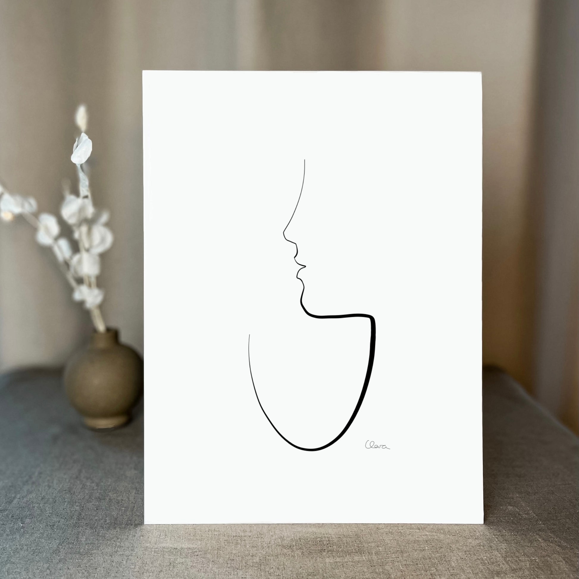 Kaffee oder Tee ? Nr. 9-JUDITH CLARA-30x40 cm (zartweiß) Papier 300g-one-line-art