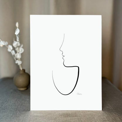 Kaffee oder Tee ? Nr. 9-JUDITH CLARA-30x40 cm (zartweiß) Papier 300g-one-line-art