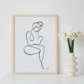 Mutter und Kind Nr. 1-Grußkarte-JUDITH CLARA-30x40 cm (zartweiß) Papier 300g-one-line-art