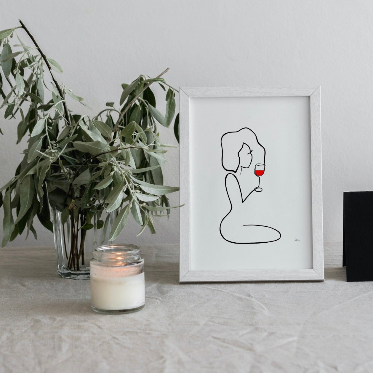 Frauen am Weinen Nr. 4-Kunst-JUDITH CLARA-30x40 cm (zartweiß) Papier 300g-one-line-art